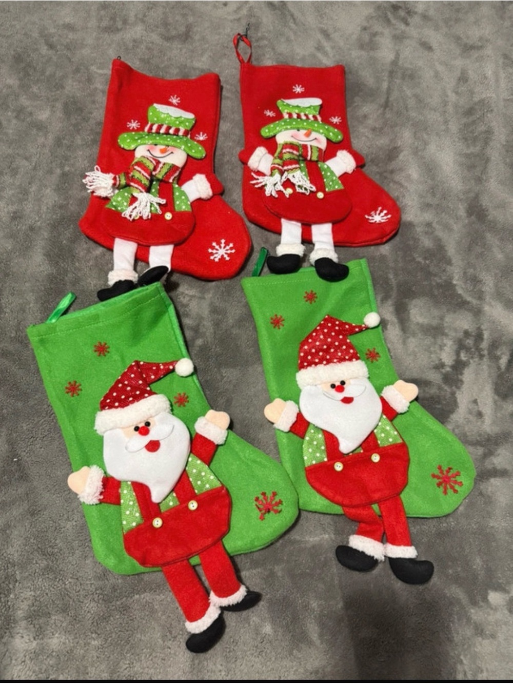 Festive Santa & Snowman Christmas Stockings - Red and Green